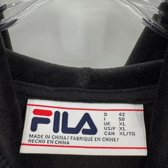 Fila Hoodie Women Black Logo Embroidered Sweatshirt Pullover 1/4 Zip Up Size XL - Picture 6 of 11